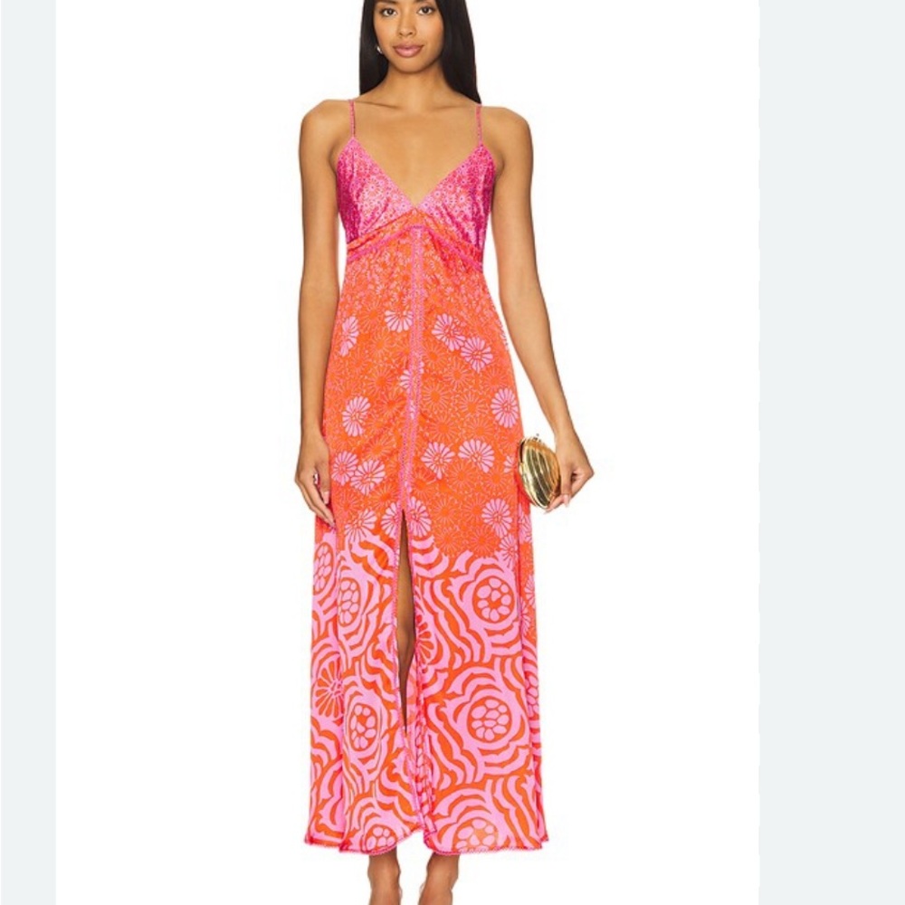 Poupette St. Barth Pink Floral Midi Dress
